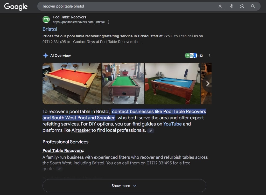 UK company with proven Google page one results
