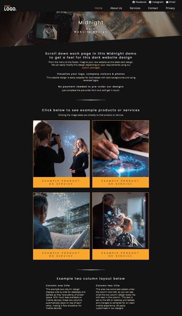 Midnight website design packages for sale